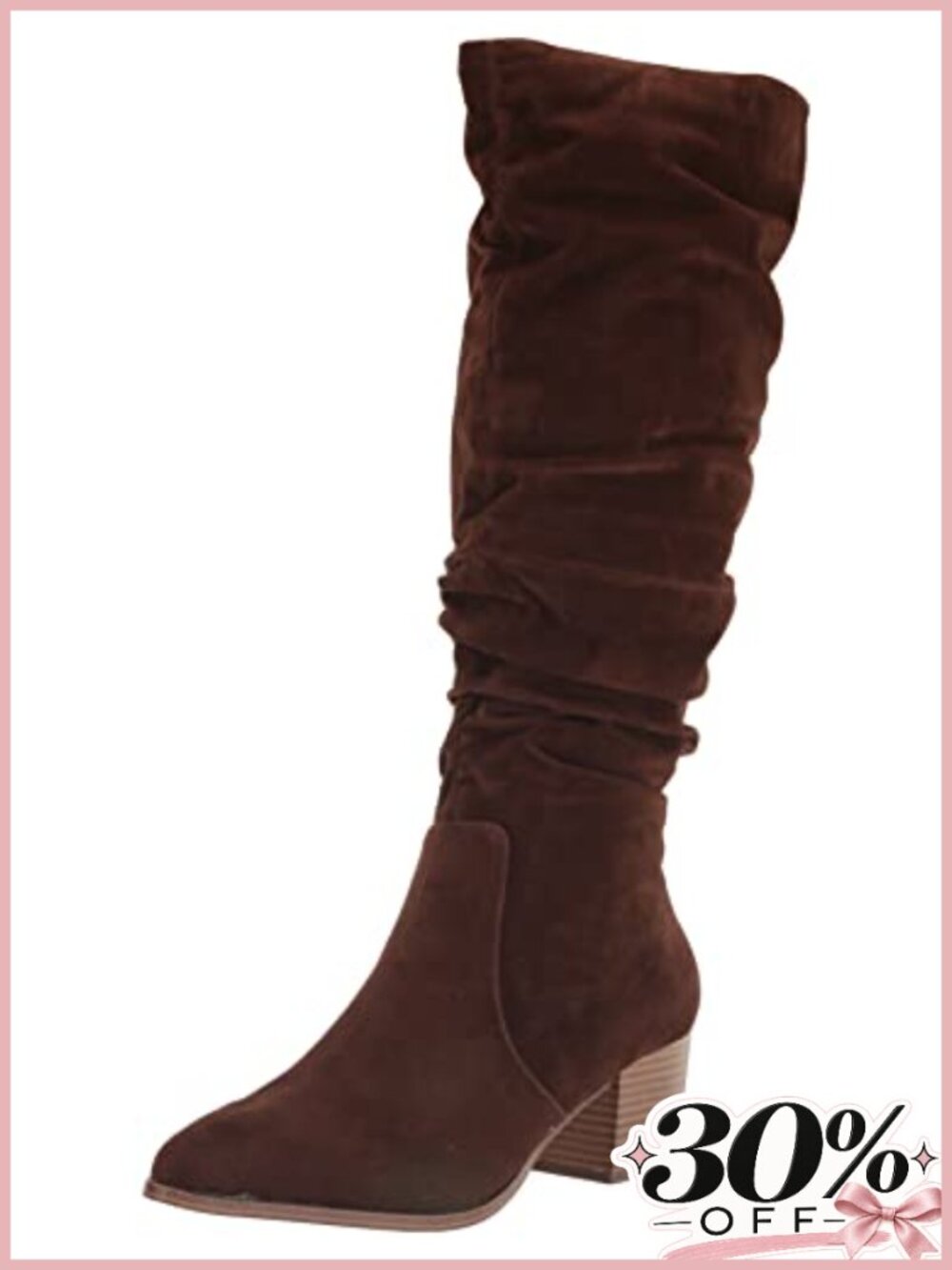 Women's Tall Block Heel Boots with Faux Suede and Memory Foam
